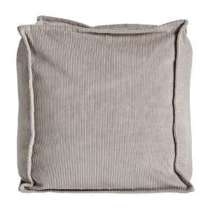 Reposapiés cuadrado seia de estilo shabby chic, fabricado en tela pana en color gris, combinado con espuma. Producto desenfundable.