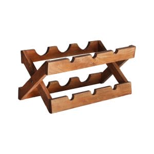 Botellero rectangular akviran de estilo étnico, fabricado en madera de mahogany en color marrón con acabado envejecido. Producto plegable.