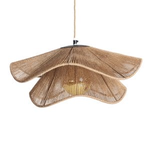 Lámpara de colgar khed de estilo boho, fabricado en yute en color marrón, combinado con hierro.