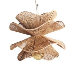 Lámpara de colgar khed de estilo boho, fabricado en yute en color marrón, combinado con hierro.