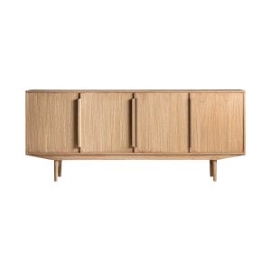 Aparador rectangular nyry de estilo nórdico, fabricado en madera mindi en color marrón. Producto desmontable.
