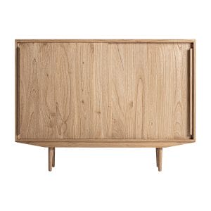 Aparador rectangular nyry de estilo nórdico, fabricado en madera mindi en color marrón. Producto desmontable.