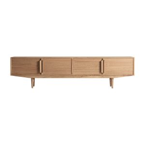 Mueble tv rectangular nyry de estilo nórdico, fabricado en madera mindi en color marrón. Producto desmontable.
