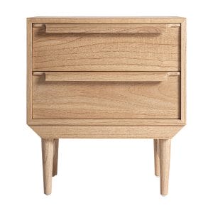 Mesita de noche cuadrada nyry de estilo nórdico, fabricado en madera mindi en color marrón. Producto desmontable.