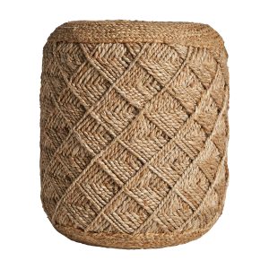 Puff elgin, de estilo vintage. Fabricado en yute, en color marrón.