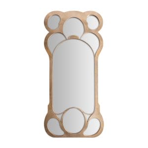 Espejo riley de estilo art deco, fabricado en madera dm en color oro, combinado con espejo.