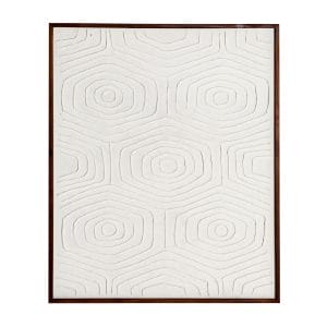 Cuadro rectangular patrick, en color blanco, de estilo contemporáneo. Fabricado en lienzo, combinado con madera de paulownia.