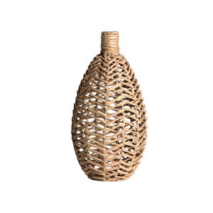 Botella redondo lebork de estilo colonial, fabricado en ratán en color marrón.