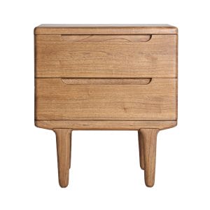 Mesita de noche cuadrada slough de estilo nórdico, fabricado en madera mindi en color marrón. Producto desmontable.