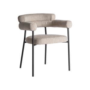 Silla Albula de estilo contemporáneo, fabricado en poliéster en color gris, combinado con acero inoxidable en color negro y espuma. Producto desmontable.