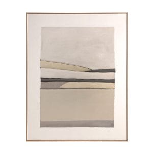 Cuadro rectangular valeria de estilo contemporáneo, fabricado en lienzo en color beige, combinado con madera de pino en color marrón claro.