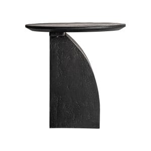 Mesa auxiliar redonda annika de estilo contemporáneo, fabricado en madera de mango en color negro, combinado con madera dm.