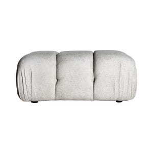 Reposapiés rectangular letho de estilo contemporáneo, fabricado en poliéster en color blanco roto, combinado con madera dm en color negro. Producto desmontable.