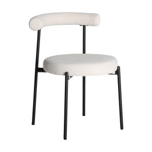 Silla rectangular breville de estilo vintage, fabricado en poliéster en color blanco roto, combinado con hierro en color negro. Producto desmontable.