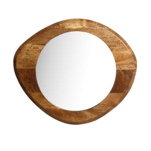Espejo irregular tockwith de estilo colonial, fabricado en madera de mango en color marrón, combinado con cristal.