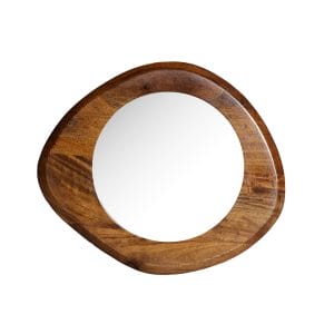 Espejo irregular tockwith de estilo colonial, fabricado en madera de mango en color marrón, combinado con cristal.