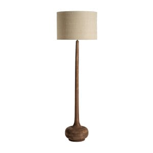 Lámpara de pie glogow de estilo contemporáneo, fabricado en madera de mango en color marrón con acabado natural, combinado con yute en color marrón claro. Producto desmontable.