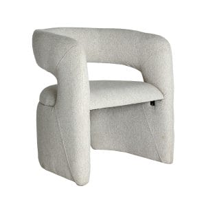 Silla honeg de estilo shabby chic, fabricado en poliéster en color beige con acabado jaspeado, combinado con madera eucalipto.