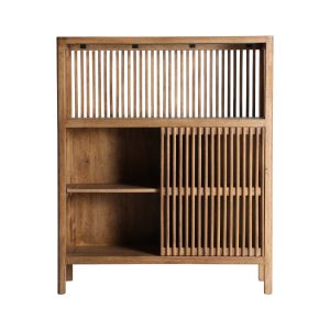 Armario trevoux de estilo nórdico, fabricado en madera de mango en color marrón con acabado natural.