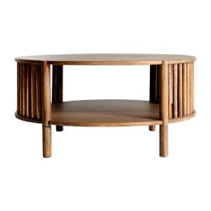 Mesa de centro trevoux de estilo nórdico, fabricado en madera de mango en color marrón con acabado natural. Producto desmontable.