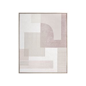 Cuadro Seane de estilo contemporáneo, fabricado en lienzo en color beige con acabado artesanal, combinado con poliéster en color tonos neutros y madera de pino en color marrón.