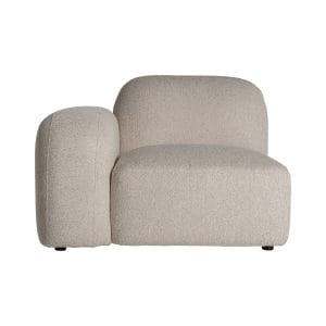 Módulo sofá esquinero Ceyrat de estilo art deco, fabricado en poliéster en color crema con acabado jaspeado, combinado con madera contrachapada en color marrón con acabado natural y espuma. Compatible con: 35521,35522,35523.