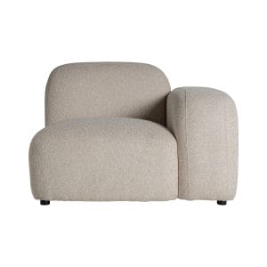 Módulo sofá esquinero Ceyrat de estilo art deco, fabricado en poliéster en color crema con acabado jaspeado, combinado con madera contrachapada en color marrón con acabado natural. Compatible con: 35521,35522,35520.