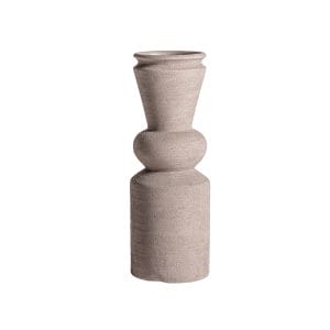 Jarrón irregular losse de estilo contemporáneo, fabricado en cerámica en color topo.