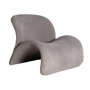 Sillón Vianne de estilo art deco, fabricado en poliéster en color gris, combinado con madera de pino y espuma.