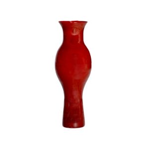 Jarrón Aritz de estilo contemporáneo, fabricado en vidrio en color rojo con acabado lacado.