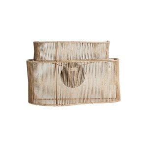 Aplique Yaxunah de estilo boho, fabricado en yute en color marrón claro, combinado con hierro en color marrón claro.