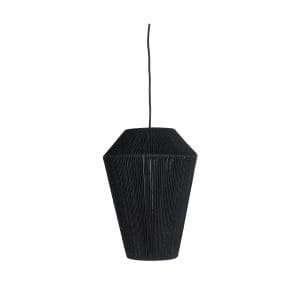 Lámpara de colgar Sayil de estilo boho, fabricado en algodón en color negro, combinado con hierro en color negro.