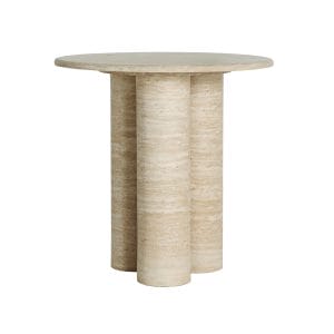 Mesa auxiliar Lambesc de estilo contemporáneo, fabricado en madera dm en color beige, combinado con mármol sintético en color beige.