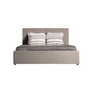 Cama Natasha de estilo contemporáneo, fabricado en poliéster en color beige, combinado con madera de pino. Producto desmontable.