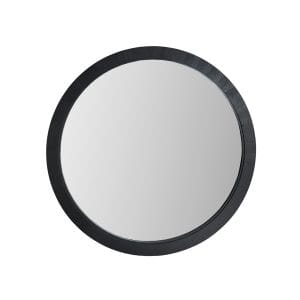 Espejo Kilde de estilo minimalista, fabricado en madera de fresno en color negro, combinado con espejo y madera dm.