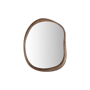 Espejo Lubeca de estilo contemporáneo, fabricado en madera de caucho en color marrón, combinado con madera dm en color marrón y espejo.