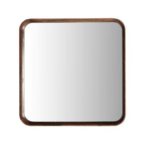 Espejo Lubeca de estilo contemporáneo, fabricado en madera de caucho en color marrón, combinado con madera dm en color marrón y espejo.