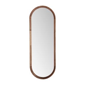 Espejo Lubeca de estilo art deco, fabricado en madera de caucho en color marrón, combinado con madera dm y espejo.