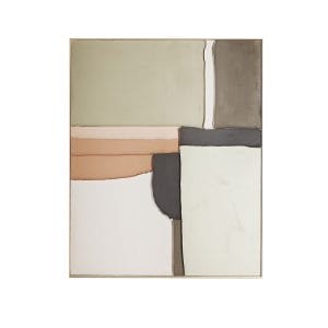 Cuadro Velum de estilo contemporáneo, fabricado en lienzo en color beige, combinado con madera de pino en color verde en color marrón.