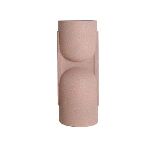 Macetero Nivor de estilo contemporáneo, fabricado en poliresina en color rosa.