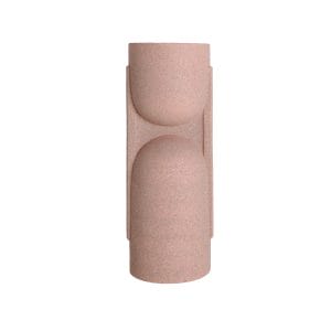 Macetero Nivor de estilo contemporáneo, fabricado en poliresina en color rosa.