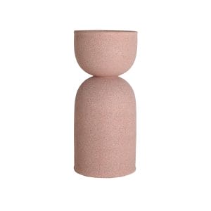 Macetero Nivor de estilo contemporáneo, fabricado en poliresina en color rosa.