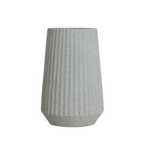 Macetero Sanden de estilo contemporáneo, fabricado en poliresina en color gris.