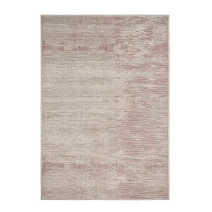 Alfombra Ilse de estilo moderno, fabricado en viscosa en color beige en color rojo.