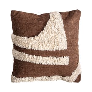 Cojín Sahun de estilo clásico, fabricado en algodón en color beige, combinado con poliéster en color marrón. Producto desenfundable.