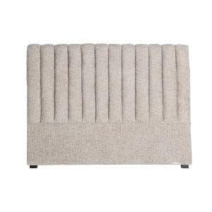 Cabezal Gilley de estilo contemporáneo, fabricado en algodón en color gris, combinado con madera de pino en color negro.