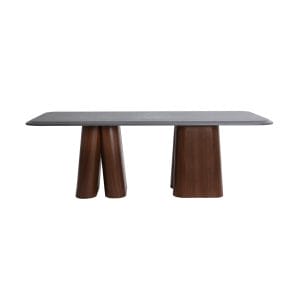 Mesa comedor Cava de estilo contemporáneo, fabricado en madera dm en color marrón, combinado con melamina y madera contrachapada. Producto desmontable.