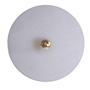 Aplique Vetra de estilo contemporáneo, fabricado en algodón en color gris, combinado con aluminio en color dorado y hierro en color negro.