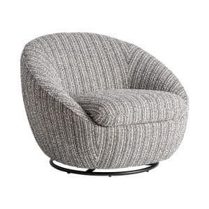 Sillón giratorio Bubu de estilo contemporáneo, fabricado en poliéster en color gris con acabado jaspeado.
