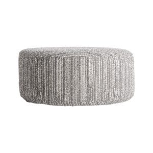 Reposapiés Bubu de estilo contemporáneo, fabricado en poliéster en color gris con acabado jaspeado.